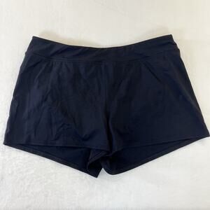 Lands End Swim Shorts Womens 12P Black Brief Lining Beach Swimwear Bathing Suit